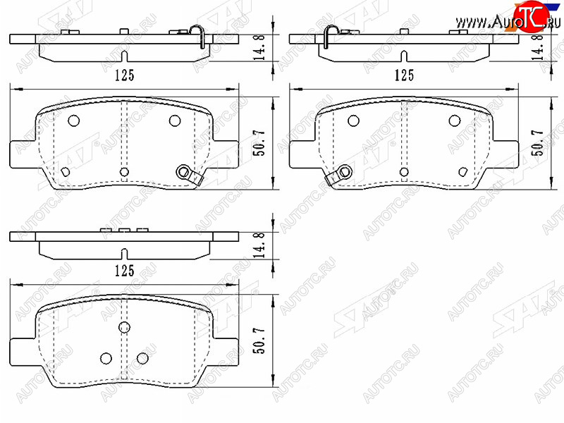 1 299 р. Колодки тормозные задние RH-LH SAT  Hyundai Santa Fe  TM (2018-2022), KIA Sorento  MQ4 (2020-2022)  с доставкой в г. Королёв