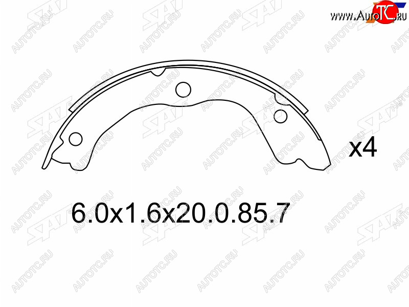 1 479 р. Колодки барабанные задние RH-LH SAT  Nissan Primera ( 3 седан,  3 универсал) - X-trail  1 T30  с доставкой в г. Королёв