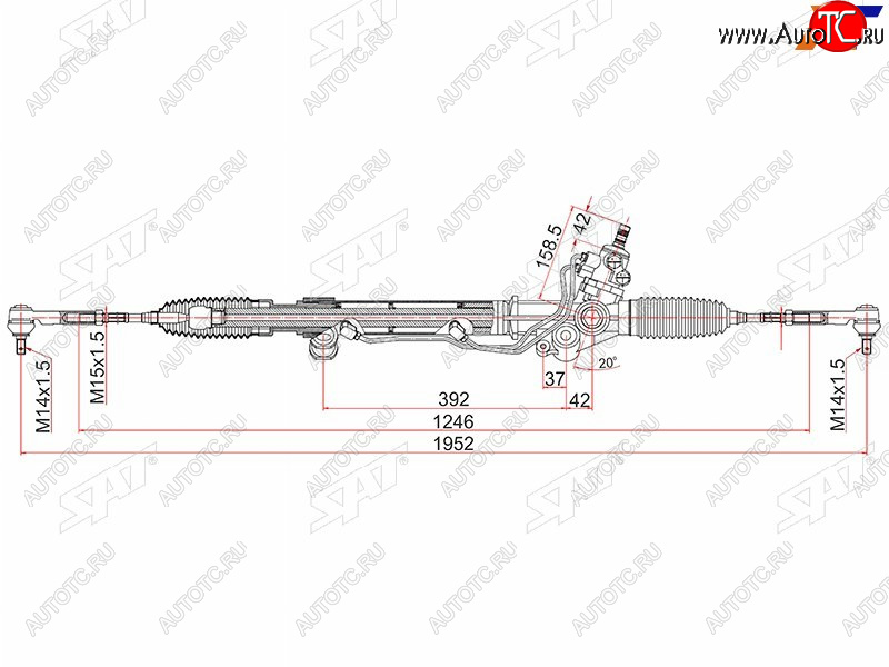 16 099 р. Рейка рулевая LHD SAT Toyota Land Cruiser Prado J120 (2002-2009)  с доставкой в г. Королёв