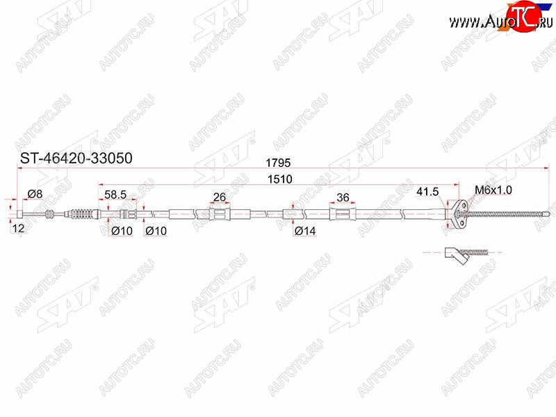 1 559 р. Трос ручника RH 2WD SAT  Toyota Camry Gracia  XV20 (1996-2001) седан, универсал  с доставкой в г. Королёв