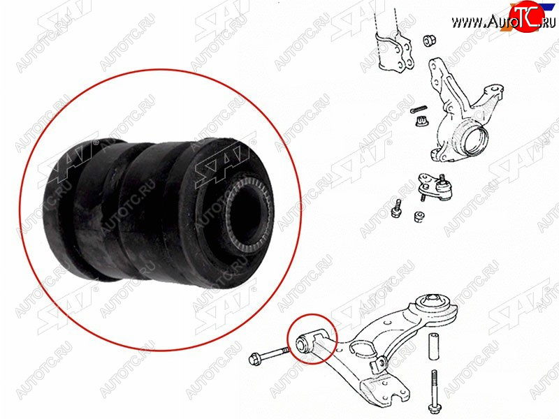 214 р. Сайлентблок переднего нижнего рычага FR SAT  Toyota Caldina  T190 - Corona  T190  с доставкой в г. Королёв