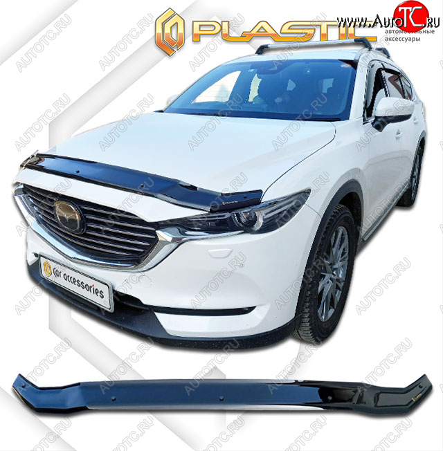 2 099 р. Дефлектор капота CA-Plastic  Mazda CX-8  KG2P KG5P (2017-2022) дорестайлинг (classic черный, без надписи)  с доставкой в г. Королёв