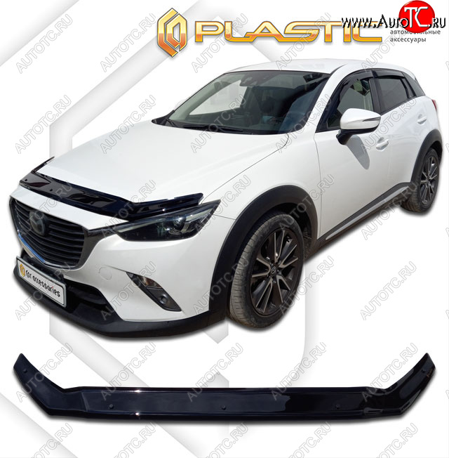 2 099 р. Дефлектор капота CA-Plastic  Mazda CX-3  DK (2014-2025) дорестайлинг, рестайлинг (classic черный, без надписи)  с доставкой в г. Королёв