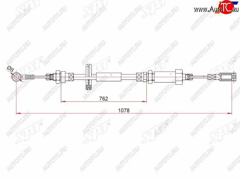 1 059 р. Трос ручного тормоза SAT Peugeot Boxer 250 (2006-2014)  с доставкой в г. Королёв