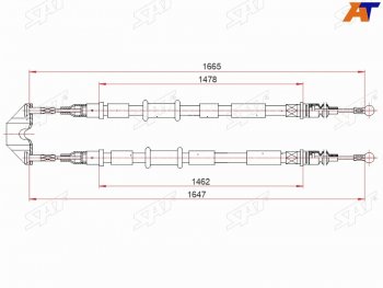 Трос ручного тормоза SAT Opel Astra H хэтчбек 5дв дорестайлинг (2004-2007)