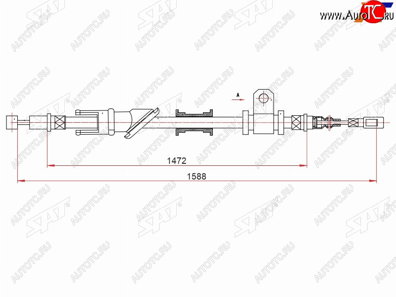 1 249 р. Трос ручного тормоза RH SAT  Mitsubishi Carisma - Lancer ( 8,  9)  с доставкой в г. Королёв