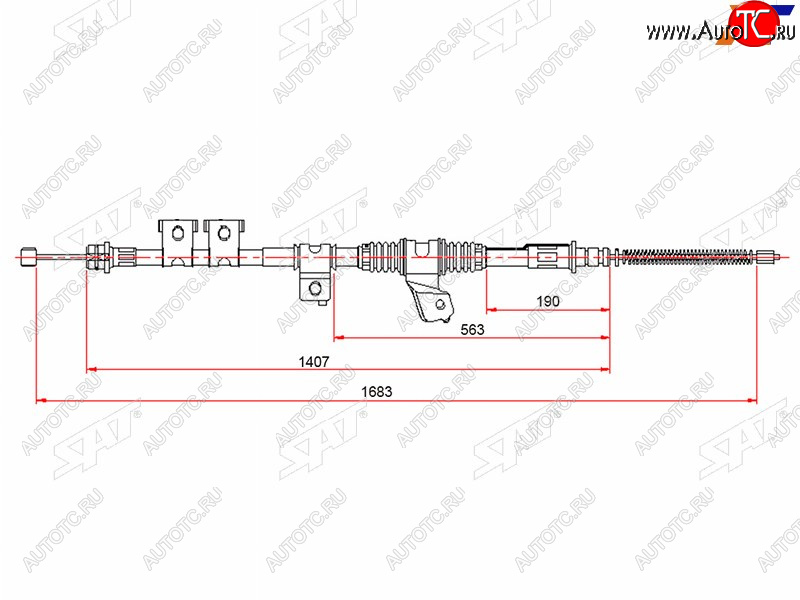 2 599 р. Трос ручного тормоза LH SAT Mitsubishi Pajero 3 V70 дорестайлинг (1999-2003)  с доставкой в г. Королёв