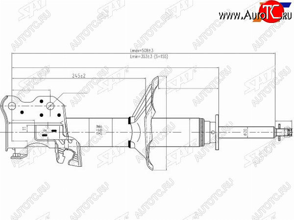 3 269 р. Стойка передняя RH SAT Nissan Sunny B15 (1998-2004)  с доставкой в г. Королёв