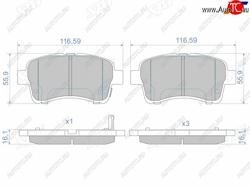 1 269 р. Колодки тормозные передние FR-FL SAT  Suzuki Aerio  RA21S, RC51S - Liana ( хэтчбэк,  седан)  с доставкой в г. Королёв