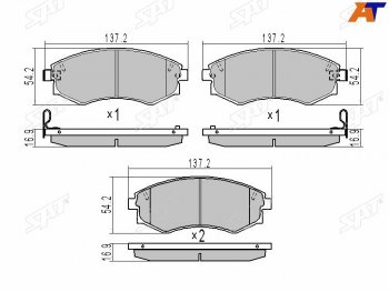 1 249 р. Колодки тормозные передние FR-FL SAT   Hyundai Elantra ( XD,  XD2) (2000-2010), Hyundai Sonata ( Y3,  EF) (1993-2001), Nissan Murano  1 Z50 (2002-2009), SSANGYONG Rexton ( Y200,  Y250,  Y290,  Y400) (2001-2023)  с доставкой в г. Королёв. Увеличить фотографию 2