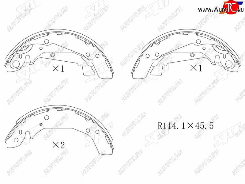 2 189 р. Колодки тормозные задние RH-LH SAT  Hyundai Sonata  EF (2001-2013), KIA Magentis (2000-2005)  с доставкой в г. Королёв