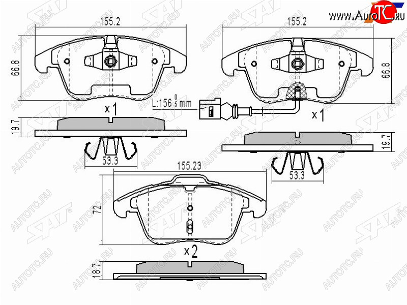 1 799 р. Колодки тормозные перед FL-FR SAT Volkswagen Polo Mk6 лифтбек (2020-2022)  с доставкой в г. Королёв