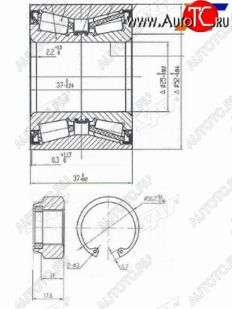 1 329 р. Подшипник задней ступицы SAT  CITROEN C2, C3 (FC/FN,  дорестайлинг,  SX,SY), C3 Aircross, C3 Picasso (дорестайлинг,  рестайлинг), C3 Pluriel, Nissan Cube (2), March (3 K12), Note (1,  2), Renault Logan (1,  2), Logan Stepway  с доставкой в г. Королёв