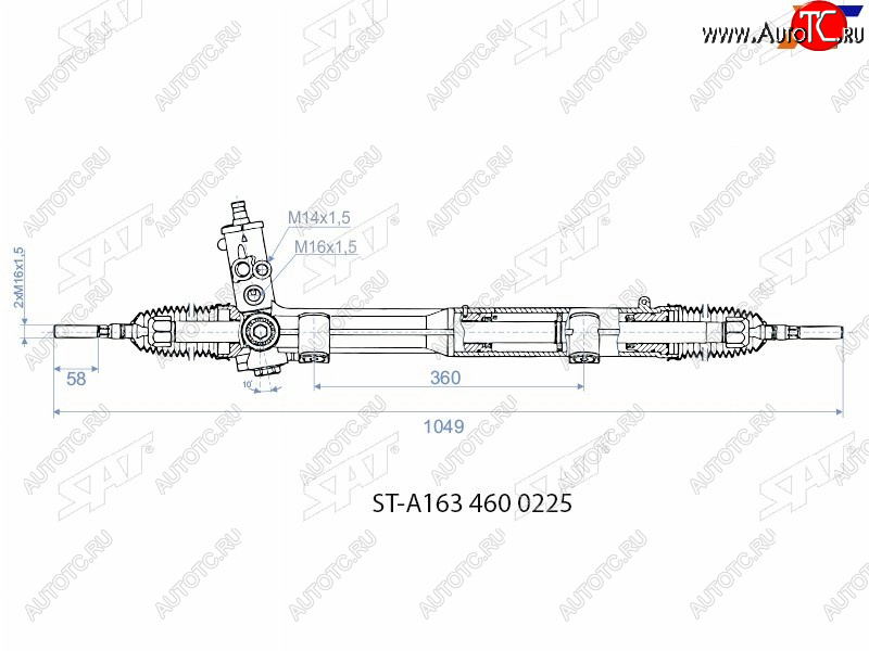 27 699 р. Рейка рулевая M14х1,5.16х1,5 SAT  Mercedes-Benz ML class  W163 (2001-2005) рестайлинг  с доставкой в г. Королёв