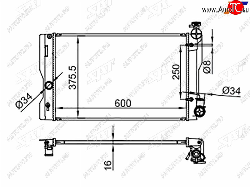 8 299 р. Радиатор SAT  Toyota Corolla  E150 - Wish  XE20 (применимо для Daihatsu Altis 06-10)  с доставкой в г. Королёв