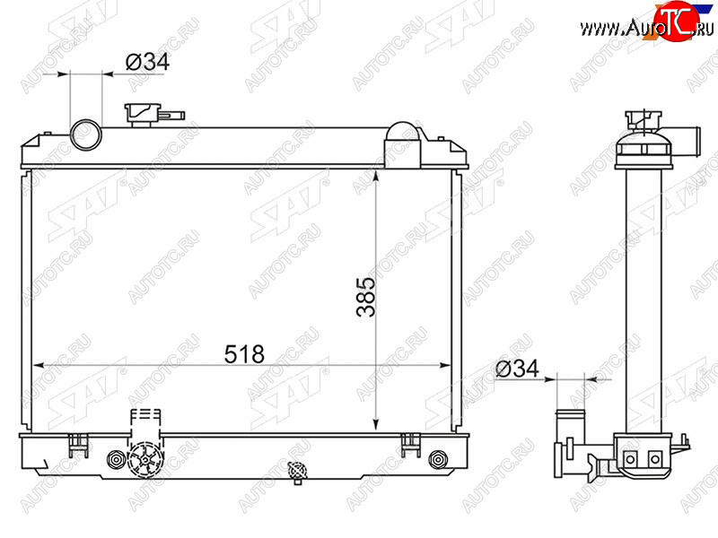 12 999 р. Радиатор SAT  Toyota Town Ace  3 (1996-2008) (применимо для Тoyota Dyna 95-99)  с доставкой в г. Королёв
