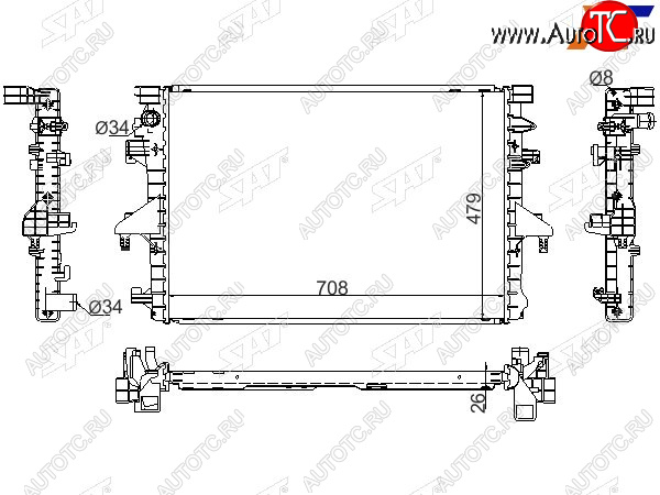 12 749 р. Радиатор охлаждающей жидкости SAT   Volkswagen Multivan  T5 - Transporter ( T5,  T6,  T6.1)  с доставкой в г. Королёв