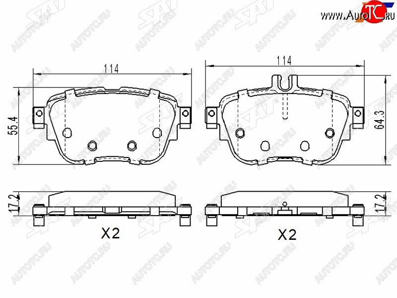 1 239 р. Колодки тормозные задние RH-LH SAT  Mercedes-Benz E-Class  S213 (2016-2025) универсал дорестайлинг, универсал рестайлинг  с доставкой в г. Королёв