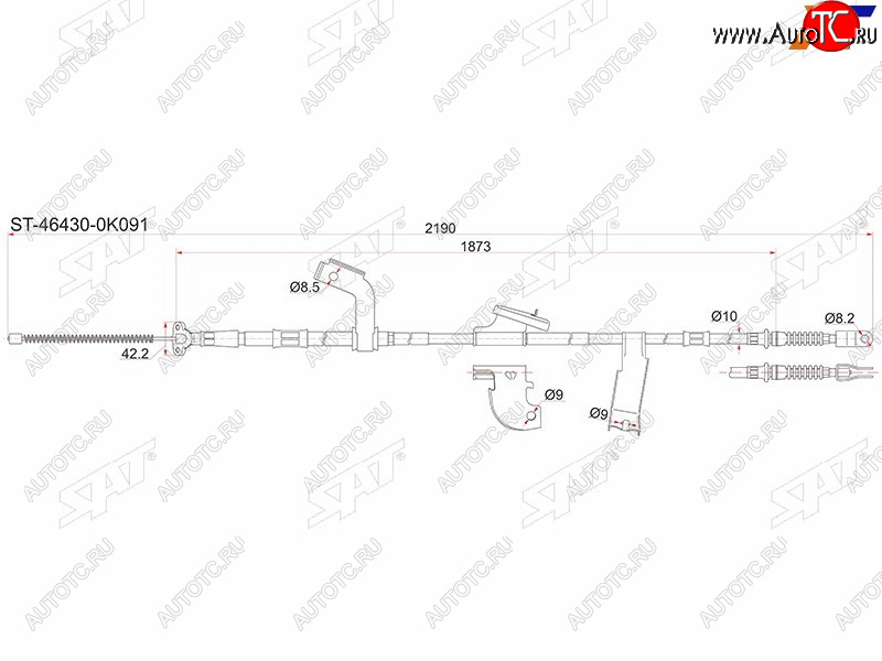 2 559 р. Трос стояночного тормоза LH SAT Toyota Hilux AN10,AN20 дорестайлинг (2004-2008)  с доставкой в г. Королёв