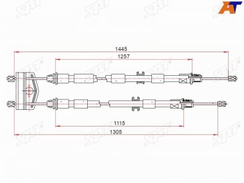 Трос ручного тормоза SAT Ford Fusion 1 хэтчбэк дорестайлинг (2002-2005)