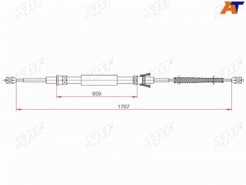 Трос ручного тормоза RH-LH SAT Skoda Rapid NH1 хэтчбэк дорестайлинг (2012-2017) ()