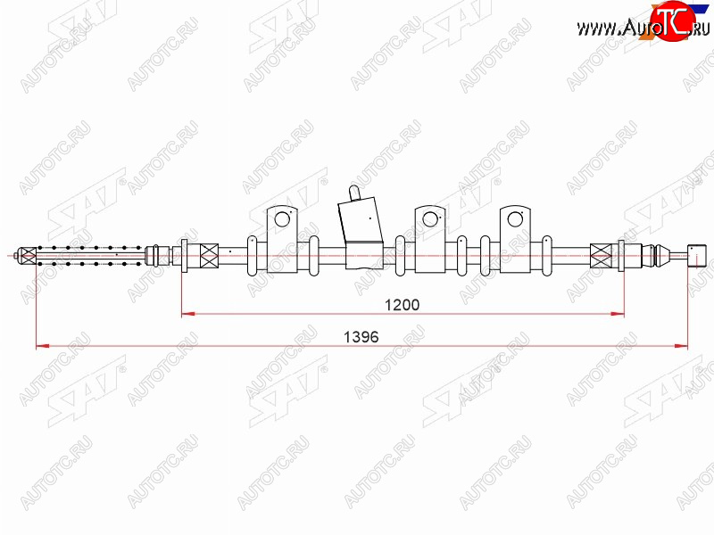 919 р. Трос ручного тормоза RH SAT Chevrolet Aveo T250 седан рестайлинг (2006-2011)  с доставкой в г. Королёв