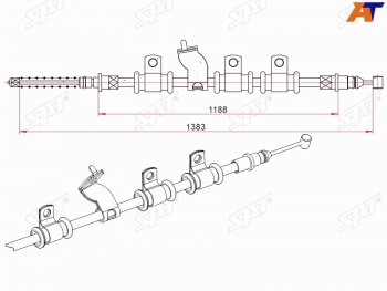 Трос ручного тормоза LH SAT Chevrolet Nexia седан (2020-2022)