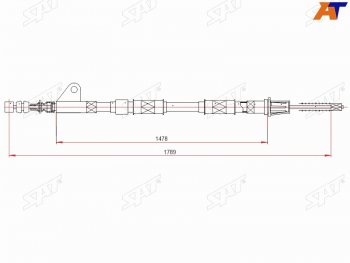 Трос ручного тормоза RH SAT Toyota (Тойота) Avensis (Авенсис)  T220 седан (1997-2001) T220 седан дорестайлинг  (барабанные тормоза)