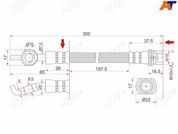 Шланг тормозной задний (Таиланд) LH=RH  Caldina ( T210,  T240), Opa, Vista  V50, Wish  XE10