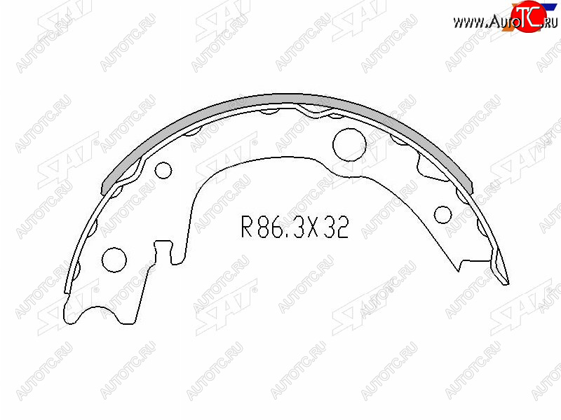 1 329 р. Колодки барабанные задние RH-LH SAT  Lifan Solano (2010-2015), Toyota Corolla  E150 (2006-2013), Toyota Ist  XP110 (2007-2016), Toyota Wish  XE20 (2009-2012) (комплект 4шт)  с доставкой в г. Королёв