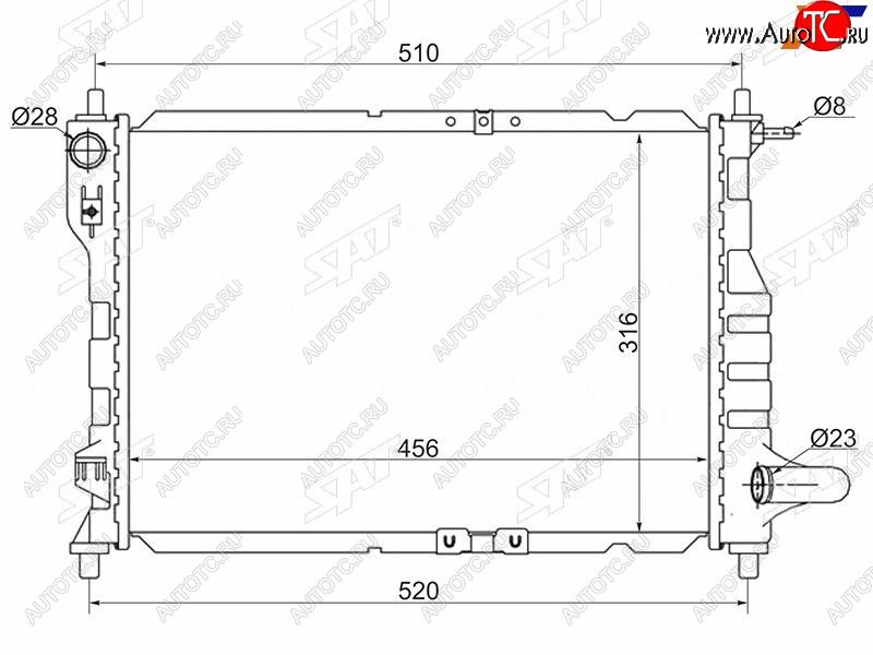 3 199 р. Радиатор SAT Chevrolet Spark M200,250 (2005-2010)  с доставкой в г. Королёв