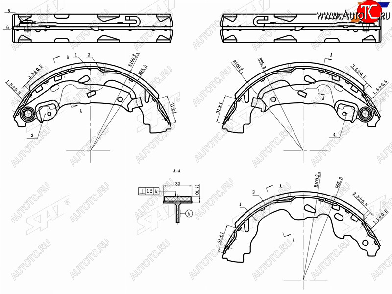 1 249 р. Колодки тормозные барабанные задние RH-LH SAT  Suzuki Swift ( ZC,  ZC11S,ZC21S, ZD11S) (2003-2010), Toyota Aygo ( 2) (2005-2024), Toyota Corolla Verso  AR10 (2004-2009), Toyota Yaris  XP10 (1999-2005)  с доставкой в г. Королёв