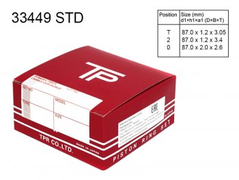 Кольца поршневые (комплект) STD 4G69 2,4 TPR Mitsubishi Lancer 9 CS седан 1-ый рестайлинг (2003-2005)