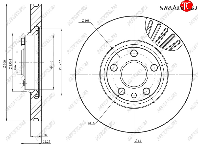 3 499 р. Диск тормозной передний Ø258mm HOSU Ford Focus 3 хэтчбэк дорестайлинг (2010-2015)  с доставкой в г. Королёв