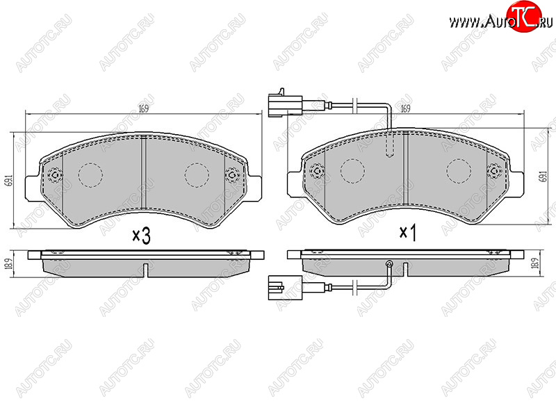 2 299 р. Колодки тормозные перед FL-FR SAT Peugeot Boxer 290 (2014-2025) (2 датчика износа с камерами наполнением)  с доставкой в г. Королёв