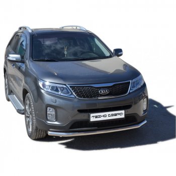 Пороги бумер алюминиевые с резинкой, Техно Сфера KIA Sorento UM/Prime рестайлинг (2018-2020)