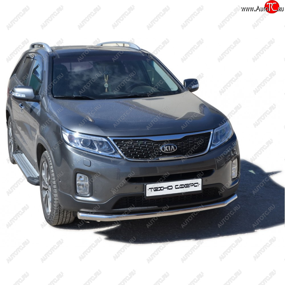 27 799 р. Пороги бумер алюминиевые с резинкой, Техно Сфера KIA Sorento UM/Prime дорестайлинг (2014-2018) (Черный глянец)  с доставкой в г. Королёв