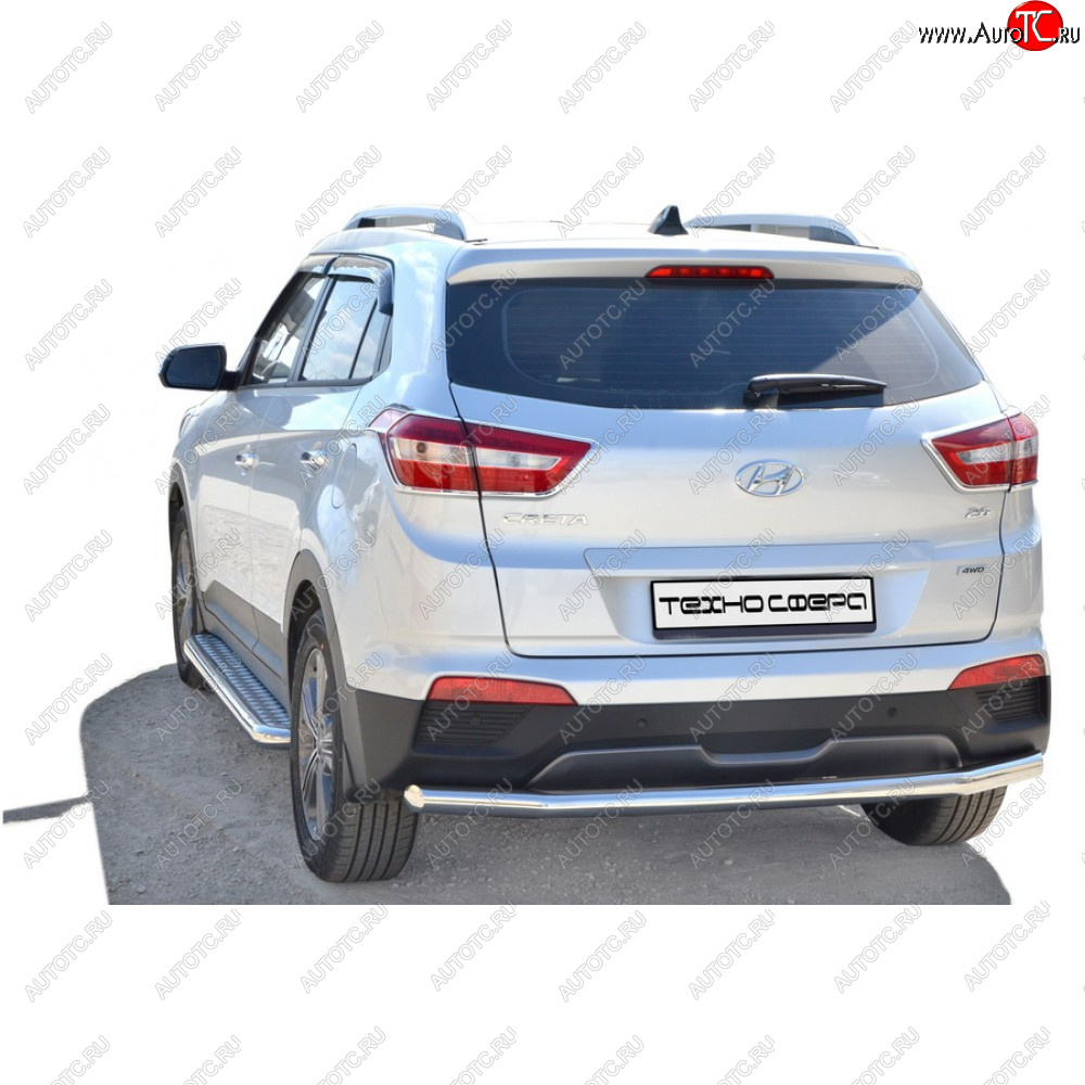 8 799 р. Защита заднего бампера d63,5 Техно Сфера  Hyundai Creta ( GS,  SU) (2015-2022) дорестайлинг, рестайлинг (черный глянцевый)  с доставкой в г. Королёв