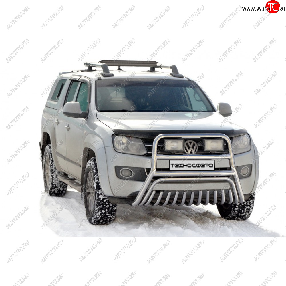 48 899 р. Передок высокий нержавейка d63.5, Техно Сфера  Volkswagen Amarok (2009-2022) дорестайлинг, рестайлинг (Нержавейка)  с доставкой в г. Королёв