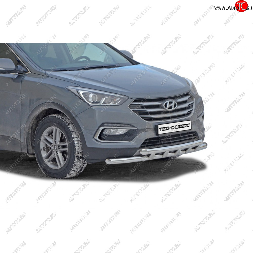 30 999 р. Защита переда труба двойная нержавейка d63,5, Техно Сфера  Hyundai Santa Fe  DM (2015-2019) рестайлинг (Нержавейка)  с доставкой в г. Королёв