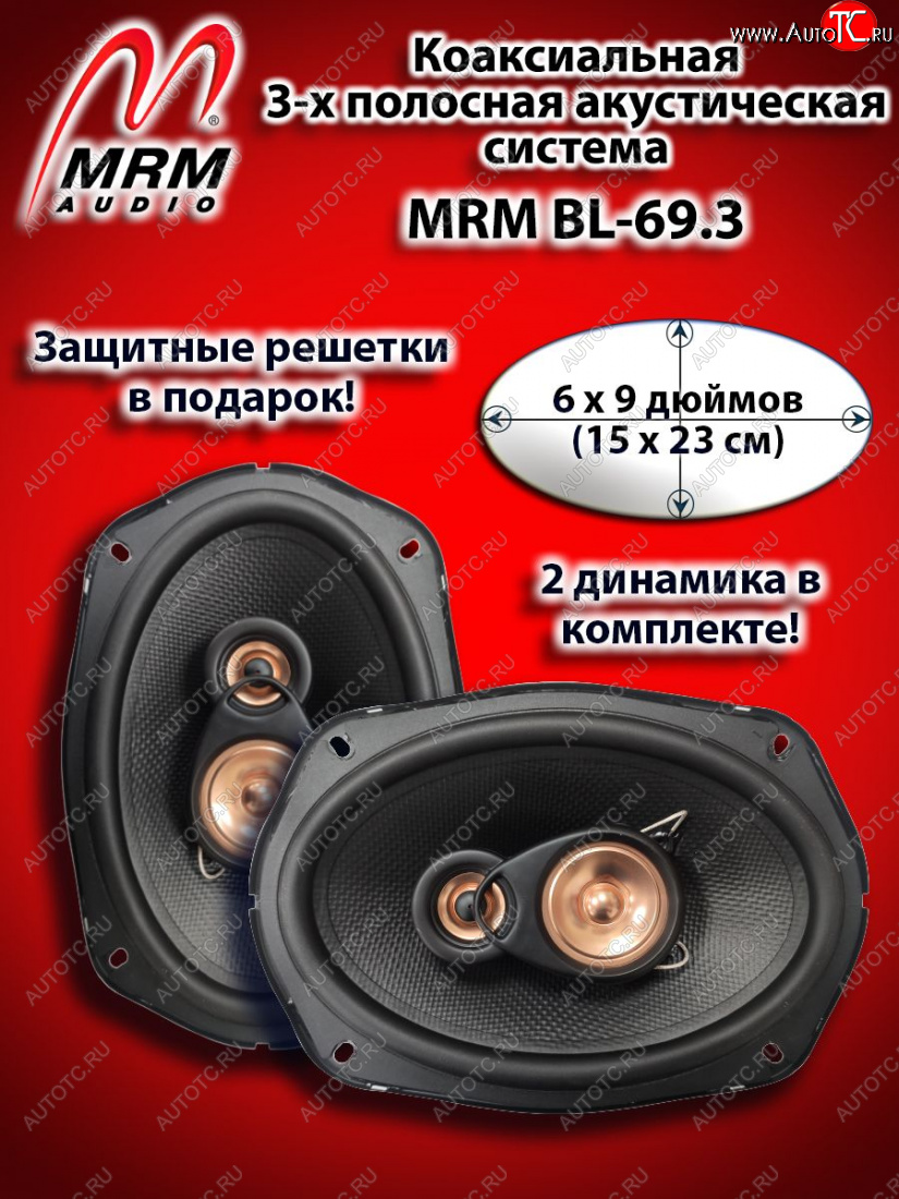 3 599 р. 3-х полосная коаксиальная акустическая система (15х23см/6х9″) MRM BL-69.3 овалы Mazda MX-6 (1992-2000)  с доставкой в г. Королёв