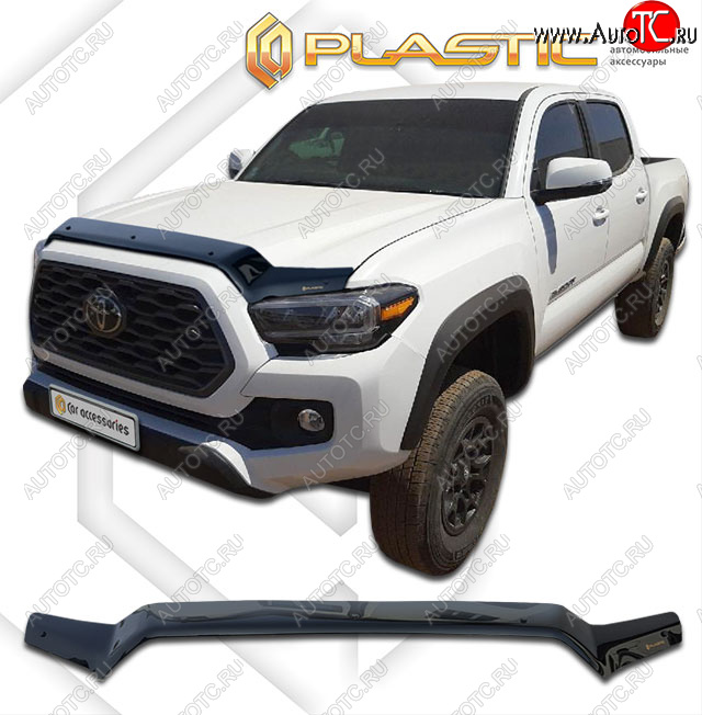 1 979 р. Дефлектор капота CA-Plastic  Toyota Tacoma  N300 (2016-2023) PickUp DoubleCab дорестайлинг, PickUp DoubleCab рестайлинг (Classic черный)  с доставкой в г. Королёв