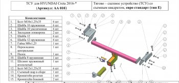 9 399 р. Фаркоп (шар E) Авто-Арсенал Hyundai Creta GS дорестайлинг (2015-2019)  с доставкой в г. Королёв. Увеличить фотографию 8