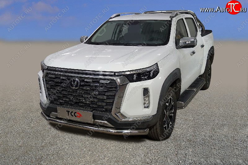 28 999 р. Защита переднего бампера нижняя 76,1 мм ТСС Тюнинг  Changan Hunter Plus (2022-2024) пикап (нержавейка)  с доставкой в г. Королёв