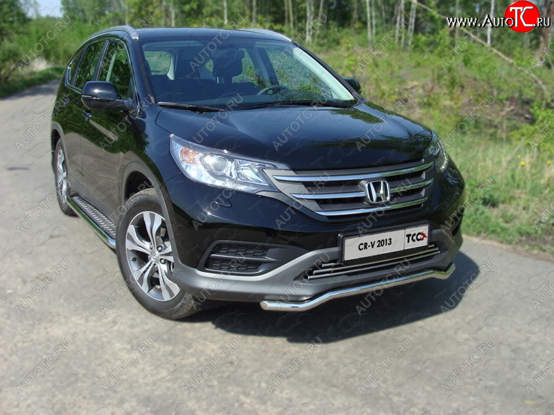 10 949 р. Защита переднего бампера кенгурин короткий d42,4 мм ТСС Тюнинг Honda CR-V RM1,RM3,RM4 дорестайлинг (2012-2015) (нержавейка)  с доставкой в г. Королёв