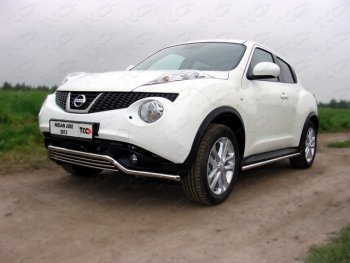 Защита переднего бампера кенгурин 42,4*16 мм ТСС Тюнинг Nissan Juke 1 YF15 дорестайлинг (2010-2014)  (нержавейка)