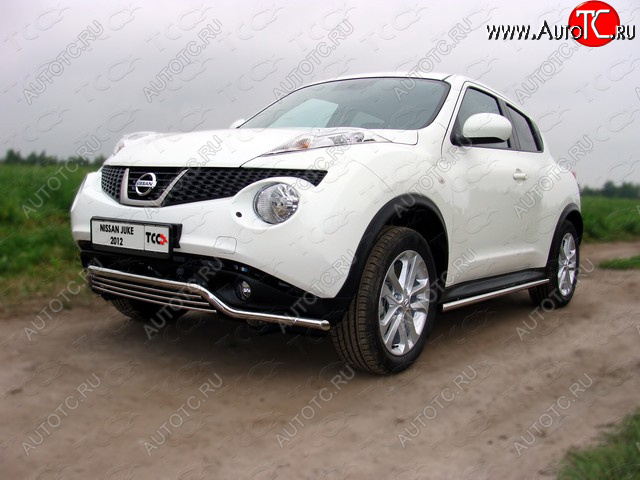 18 699 р. Защита переднего бампера кенгурин 42,4*16 мм ТСС Тюнинг Nissan Juke 1 YF15 дорестайлинг (2010-2014) (нержавейка)  с доставкой в г. Королёв