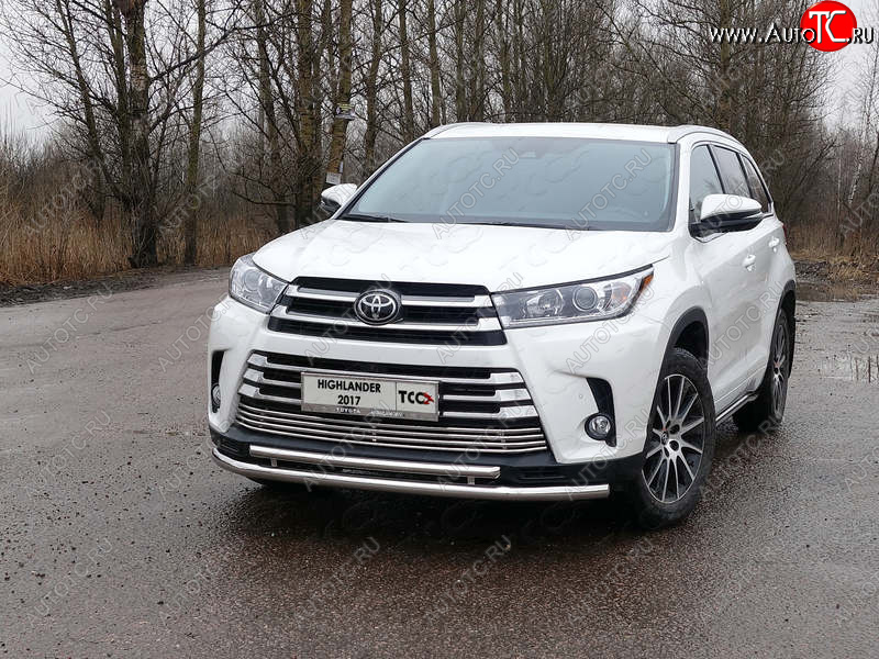 6 449 р. Рамка гос. номера ТСС Тюнинг  Toyota Highlander  XU50 (2016-2020) рестайлинг (нержавейка)  с доставкой в г. Королёв