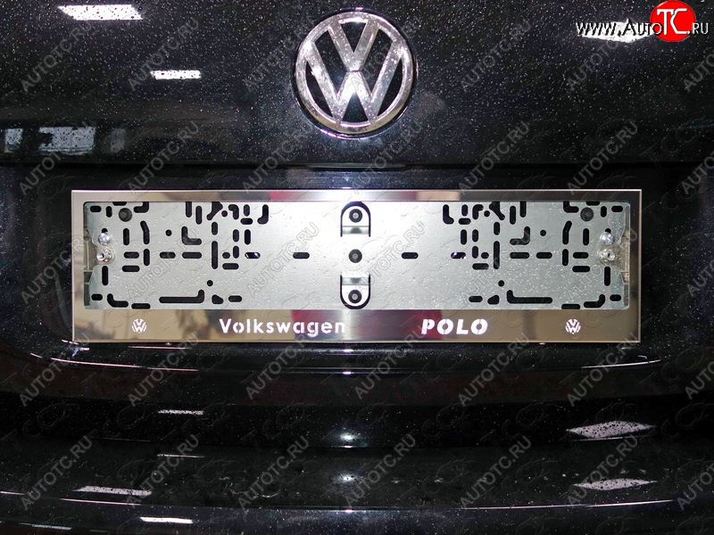 6 449 р. Рамка гос. номера ТСС Тюнинг Volkswagen Polo 5 седан рестайлинг (2015-2020) (нержавейка)  с доставкой в г. Королёв