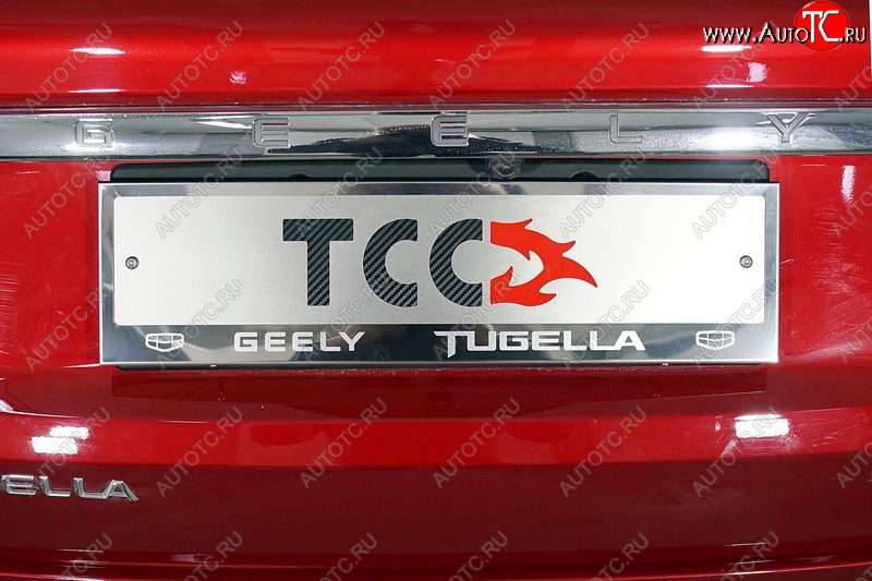 5 299 р. Рамка гос. номера ТСС Тюнинг  Geely Tugella  FY11,HPBA4 (2019-2024) дорестайлинг, рестайлинг (нержавейка)  с доставкой в г. Королёв